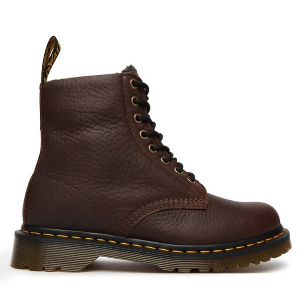 Trapery Dr. Martens. Brązowe traperki Dr Martens, bez wzorów, bez obcasa, bez zapięcia. Za 989.99 zł.