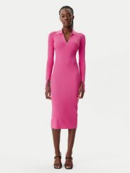 Patrizia Pepe Sukienka dzianinowa 8A1491/K078-R846 Różowy Slim Fit. Czerwone sukienki Patrizia Pepe, bez wzorów, z dzianiny, bez kołnierzyka, bez ramiączek. Za 839.99 zł.