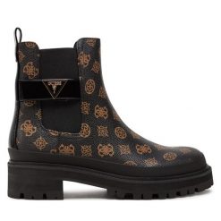 Botki Guess. Czarne botki Guess, z aplikacjami, bez obcasa, na płaskiej podeszwie, bez zapięcia. Za 419.99 zł.