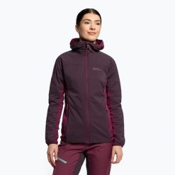 Kurtka skiturowa damska Jack Wolfskin Alpspitze Ins Hoody. Fioletowe kurtki narciarskie Jack Wolfskin, na zimę, xs, bez wzorów, bez kaptura, narciarskie. Za 529.99 zł.
