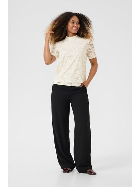 Kaffe Bluzka w kolorze kremowym rozmiar: M. Brązowe bluzki Kaffe, m, bez wzorów, z koronki, bez kołnierzyka, bez ramiączek. Za 91.77 zł.