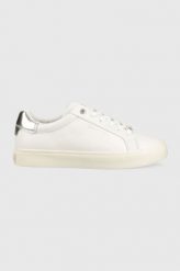 Calvin Klein sneakersy skórzane Vulc Lace Up kolor biały. Białe buty sportowe lifestyle Calvin Klein, bez wzorów, z gumy, sportowe, z okrągłym noskiem, bez zapięcia. W wyprzedaży za 355.99 zł.