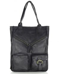 Shopperka skórzana MARCO MAZZINI vs31a czarna. Czarne shopper bag bez wzorów, ze skóry, bez dodatków. Za 489.00 zł.