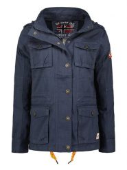 Geographical Norway Kurtka przejściowa "Arouchka" w kolorze granatowym rozmiar: XL. Niebieskie kurtki Geographical Norway, xl, z aplikacjami, bez kaptura. Za 180.49 zł.