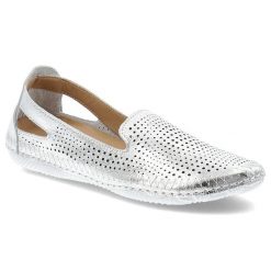 Srebrne Półbuty Artiker Wsuwane Obuwie Damskie. Szare półbuty wsuwane Artiker, na lato, bez wzorów, ze skóry, eleganckie, bez obcasa. Za 209.00 zł.