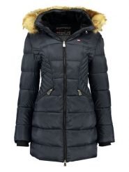 Geographical Norway Płaszcz zimowy "Abeille" w kolorze granatowym rozmiar: XL. Niebieskie płaszcze Geographical Norway, na zimę, xl, bez wzorów, z puchu, bez kaptura. Za 305.29 zł.