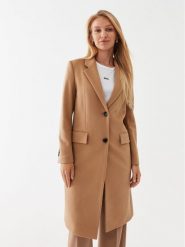 Boss Płaszcz wełniany Catara 50501019 Beżowy Slim Fit. Brązowe płaszcze Boss, na zimę, bez wzorów, z wełny, bez kaptura. Za 2,389.00 zł.