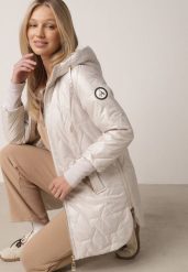 Jasnoszara Pikowana Kurtka Przejściowa z Kapturem i Bocznymi Suwakami Mado. Szare kurtki Born2be, l, bez wzorów, z jeansu, klasyczne, z kapturem. Za 159.99 zł.