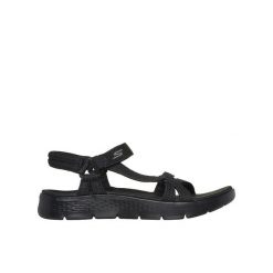 Sandały damskie Skechers Go Walk Flex Sublime. Czarne sandały Skechers, bez wzorów, bez obcasa, bez zapięcia. Za 229.99 zł.