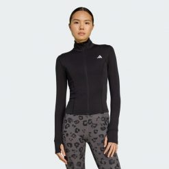 Kurtka Optime Essentials Full-Zip. Czarne kurtki adidas, bez wzorów, bez kaptura. Za 219.00 zł.