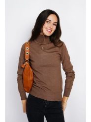 ASSUILI Golf w kolorze brązowym rozmiar: 36. Brązowe swetry Assuili, bez wzorów, z kaszmiru, klasyczne, bez ramiączek. Za 136.45 zł.