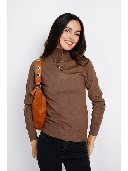 ASSUILI Golf w kolorze brązowym rozmiar: 36. Brązowe swetry Assuili, bez wzorów, z kaszmiru, klasyczne, bez ramiączek. Za 136.45 zł.