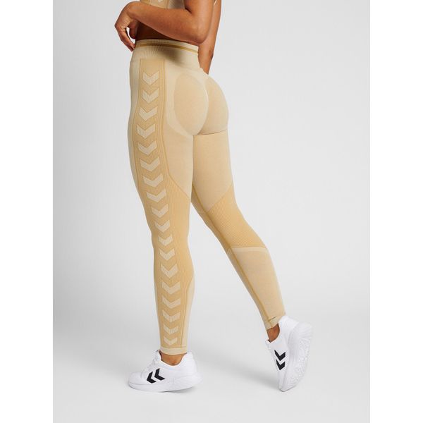 Legginsy damskie Hummel MT Lulu. Brązowe legginsy Hummel, bez wzorów, z dzianiny, sportowe. W wyprzedaży za 172.00 zł.