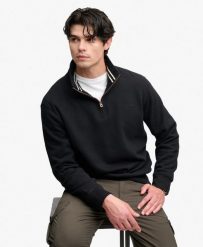 Superdry Bluza Essential Serif z półrozpinanym zamkiem – Black. Czarne bluzy bez kaptura Superdry, s, bez wzorów, z bawełny, bez kaptura. Za 407.10 zł.
