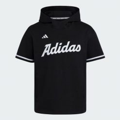 Bluza z kapturem i krótkim rękawem adidas Dugout. Czarne bluzy z kapturem adidas, l, bez wzorów, z bawełny, z kapturem, na fitness i siłownię. Za 349.00 zł.