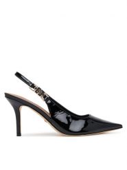 Guess Sandały FLTNS5 PAF05 Czarny. Czarne sandały Guess, z aplikacjami, ze skóry, bez obcasa, na szpilce, bez zapięcia. Za 639.99 zł.