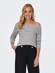 ONLY Sweter w kolorze szarym rozmiar: XL. Szare swetry ONLY, xl, bez wzorów, prążkowane, bez ramiączek. Za 105.38 zł.