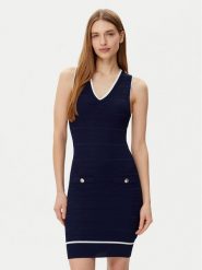 Guess Sukienka codzienna 5RGK99 5640Z Granatowy Regular Fit. Niebieskie sukienki Guess, na co dzień, z aplikacjami, z wiskozy, bez kołnierzyka, bez ramiączek, proste. Za 379.99 zł.