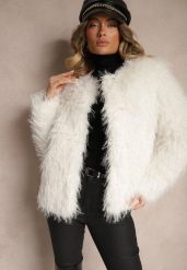 Jasnobeżowa Kurtka Futerko z Wsuwanymi Kieszeniami Esalonia. Brązowe kurtki Renee, l, bez wzorów, z futra, eleganckie, bez kaptura. W wyprzedaży za 244.99 zł.