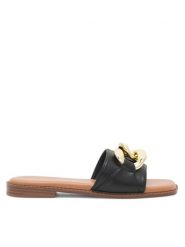 DeeZee Klapki LS6115-01 Czarny. Czarne klapki DeeZee, bez wzorów, ze skóry, bez obcasa, bez zapięcia. Za 89.99 zł.