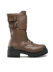 Pinko Trapery Cumino Boot 1H2135 A072 Brązowy. Brązowe traperki Pinko, bez wzorów, ze skóry, bez obcasa, bez zapięcia. Za 1,749.00 zł.