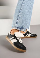 Czarne Sneakersy Tenisówki Ozdobione Wywinięciem Myrloria. Czarne trampki Born2be, bez wzorów, z jeansu, eleganckie, bez zapięcia. W wyprzedaży za 76.49 zł.