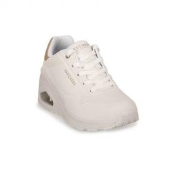 Buty do chodzenia damskie Skechers Wht Uno Wedge. Białe buty treningowe Skechers, bez wzorów, z materiału, bez zapięcia, trekkingowe. Za 479.99 zł.