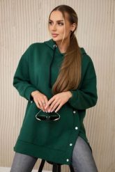 Bluza ocieplana z napami ciemno zielona. Zielone bluzy KESI, l, bez wzorów, z bawełny, bez ramiączek, bez kaptura. Za 238.37 zł.