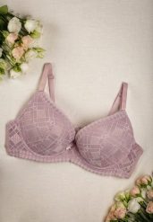 Ciemnoróżowy Koronkowy Biustonosz Full Cup z Regulowanymi Ramiączkami Karenen. Czerwone biustonosze Renee, bez wzorów, z koronki. W wyprzedaży za 26.99 zł.