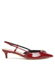 Guess Sandały FLPJSS PAF05 Czerwony. Czerwone sandały Guess, z aplikacjami, ze skóry, bez obcasa, na szpilce, bez zapięcia. Za 595.00 zł.