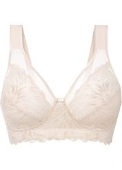 Biustonosz minimizer bez fiszbinów z wyściełanymi ramiączkami. Brązowe biustonosze bonprix, bez wzorów, z koronki. Za 74.99 zł.