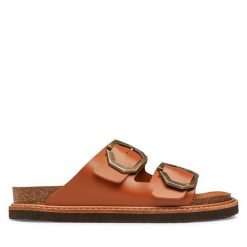 Klapki Genuins. Brązowe klapki Genuins, bez wzorów, bez obcasa, bez zapięcia. Za 379.99 zł.
