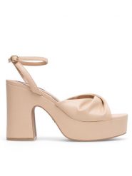 Nine West Sandały WFA2634-2 Beżowy. Brązowe sandały Nine West, bez wzorów, z syntetyku, bez obcasa, na słupku, bez zapięcia. Za 249.99 zł.