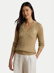 LAUREN RALPH LAUREN Sweter Meren 200888795013 Beżowy Regular Fit. Brązowe swetry Lauren Ralph Lauren, xxl, bez wzorów, z wiskozy, bez ramiączek. Za 949.99 zł.