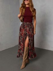 Milan Kiss Spódnica w kolorze czerwono-jasnobrązowym rozmiar: S. Brązowe spódnice Milan Kiss, na co dzień, s, bez wzorów, maxi, proste. Za 161.73 zł.