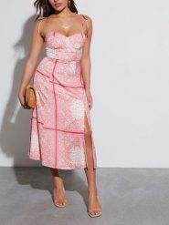 Milan Kiss Sukienka w kolorze jasnoróżowo-kremowym rozmiar: L. Różowe sukienki Milan Kiss, l, bez wzorów, bez kołnierzyka, bez ramiączek, maxi. Za 131.12 zł.