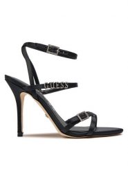 Guess Sandały Edelia2 FLJEDI SAT03 Czarny. Czarne sandały Guess, z aplikacjami, z materiału, bez obcasa, na szpilce, bez zapięcia. Za 839.99 zł.