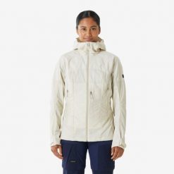 Kurtka softshell turystyczna damska Quechua MT900. Brązowe kurtki przejściowe sportowe SIMOND, m, bez wzorów, z materiału, bez kaptura, trekkingowe. Za 349.99 zł.