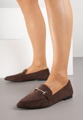 Brązowe Mokasyny Vices z Noskiem w Szpic i Metaliczną Aplikacją Rilemise. Brązowe mokasyny Born2be, z aplikacjami. Za 64.99 zł.