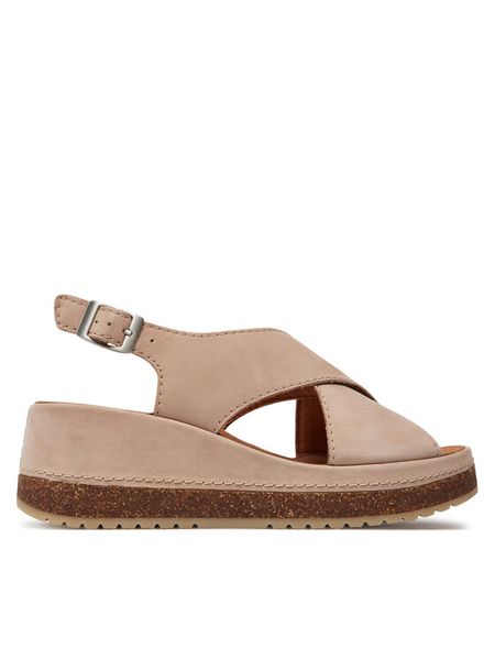 Clarks Sandały Kassanda Step 26177302 Różowy. Czerwone sandały Clarks, bez wzorów, z nubiku, bez obcasa, na koturnie, bez zapięcia. Za 329.99 zł.