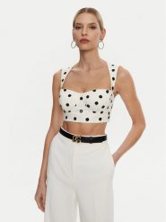 Dolce&Gabbana Top F7AA7T FSFNM Biały Regular Fit. Białe topy Dolce&Gabbana, bez wzorów, z bawełny, bez kołnierzyka, bez ramiączek. Za 3,459.00 zł.