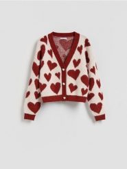 Kardigan w serca - wielobarwny. Swetry Reserved, l, bez wzorów, z dzianiny, bez ramiączek. Za 159.99 zł.