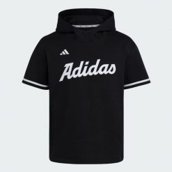 Bluza z kapturem i krótkim rękawem adidas Dugout. Czarne bluzy z kapturem adidas, bez wzorów, z polaru, z kapturem. Za 349.00 zł.