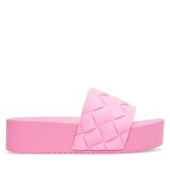 Klapki JENNY. Czerwone klapki Jenny, bez wzorów, bez obcasa, bez zapięcia. Za 69.99 zł.