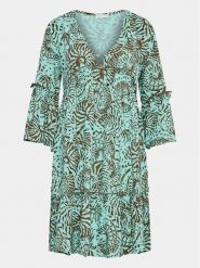 Selmark Sukienka letnia Vestido BJ295 Zielony Regular Fit. Zielone sukienki Selmark, bez wzorów, z wiskozy, bez kołnierzyka, bez ramiączek. Za 169.99 zł.