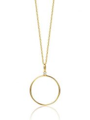 Diamant Exquis Złoty naszyjnik z diamentową zawieszką - dł. 45 cm rozmiar: onesize. Żółte naszyjniki Diamant Exquis, z materiału, z diamentem, złote. Za 796.25 zł.