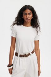 T-SHIRT NINA ECRU XS - Flawless. T-shirty Flawless, uniwersalny, bez wzorów, z materiału, eleganckie, bez kołnierzyka, bez ramiączek. Za 229.00 zł.