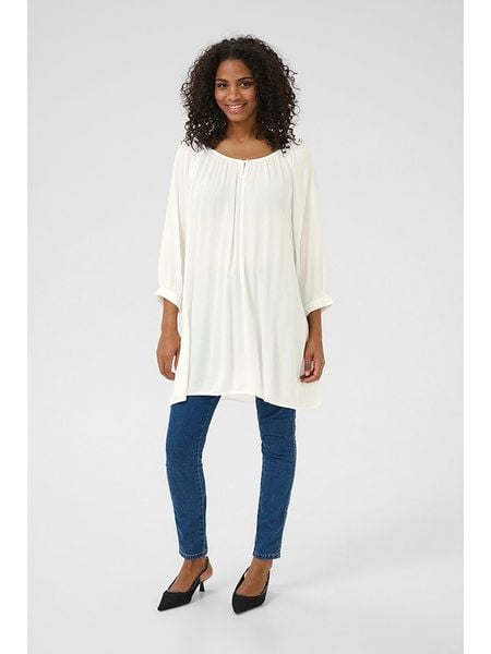 Kaffe Tunika w kolorze białym rozmiar: 46. Białe tuniki Kaffe, bez wzorów, z wiskozy, bez kołnierzyka, bez ramiączek. Za 43.68 zł.