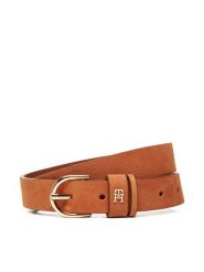 Tommy Hilfiger Pasek Damski Essential Effortless 2.5 Nubuck AW0AW17930 Brązowy. Brązowe paski Tommy Hilfiger, bez wzorów, z nubiku. Za 219.99 zł.