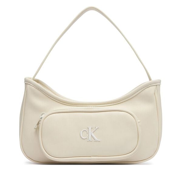 Torebka Calvin Klein Jeans. Białe torebki klasyczne Calvin Klein Jeans, bez wzorów, z jeansu, klasyczne, bez dodatków. Za 229.99 zł.